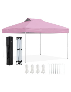 Carpa Plegable HAPPYGRILL 3 Niveles 10x10 ft Rosa
