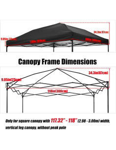 Cubierta Superior para Toldos Plegables NINAT 10x10 Negra 2
