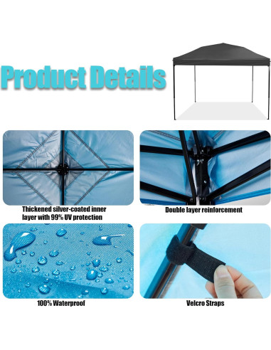 Cubierta Superior para Toldos Plegables NINAT 10x10 Negra