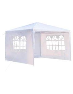 Toldo Gazebo 3x3m YYAO Blanco Impermeable con Paredes y Ventanas