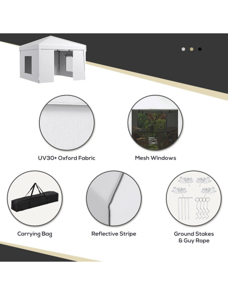 Carpa Plegable 3x3m Genérico Impermeable con Ventanas y UV
