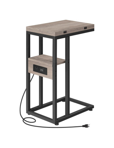 Mesa Auxiliar Plegable HOOBRO en Forma de C con Carga USB