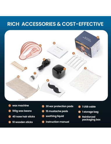 Kit de Cera para Nariz AUZEAL con 100g, 40 Palitos, USB