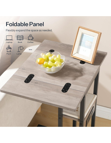 Mesa Auxiliar Plegable HOOBRO en Forma de C con Carga USB