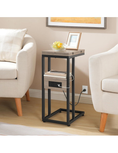 Mesa Auxiliar Plegable HOOBRO en Forma de C con Carga USB