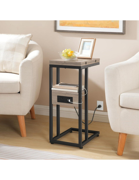 Mesa Auxiliar Plegable HOOBRO en Forma de C con Carga USB