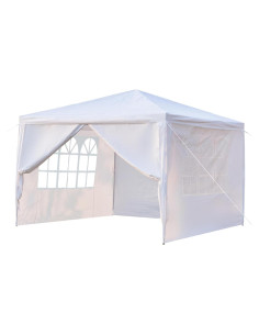 Carpa Plegable 3x3m MELOOLM Blanca con Ventanas y Estructura Fuerte