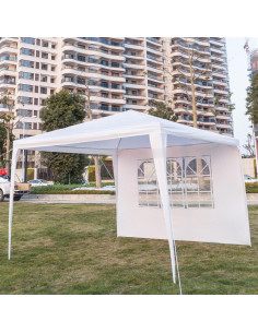 Carpa Plegable 3x3m MELOOLM Blanca con Ventanas y Estructura Fuerte 2