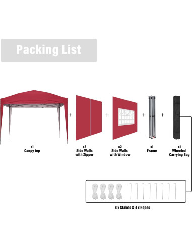 Carpa de Dosel GDY 3x3m Portátil Resistente al Agua con Paredes