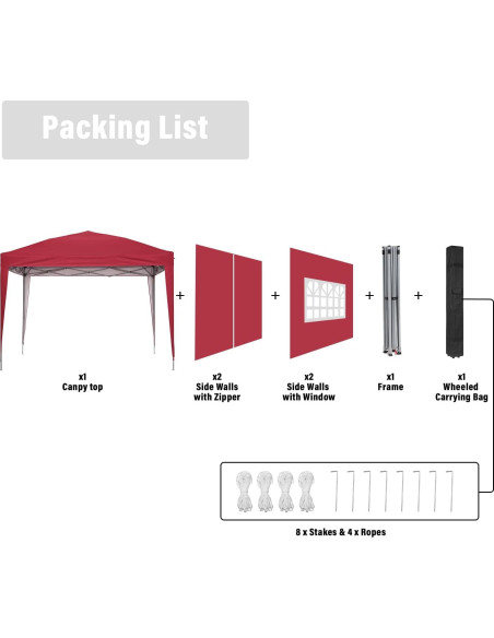 Carpa de Dosel GDY 3x3m Portátil Resistente al Agua con Paredes