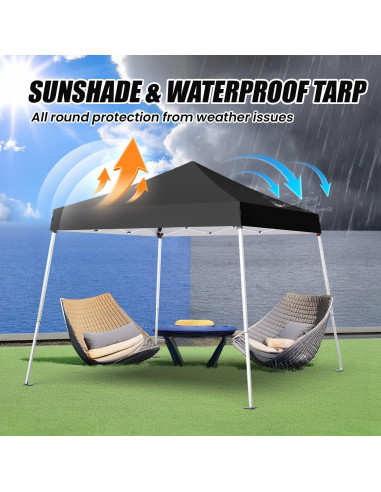 Carpa Plegable PHONWHON 2.44x2.44m Negra 300D Impermeable