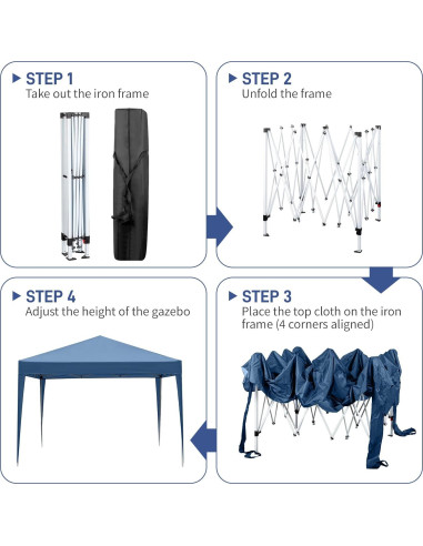 Carpa de Dosel Plegable ANTSKU 3.05x3.05m Azul Impermeable
