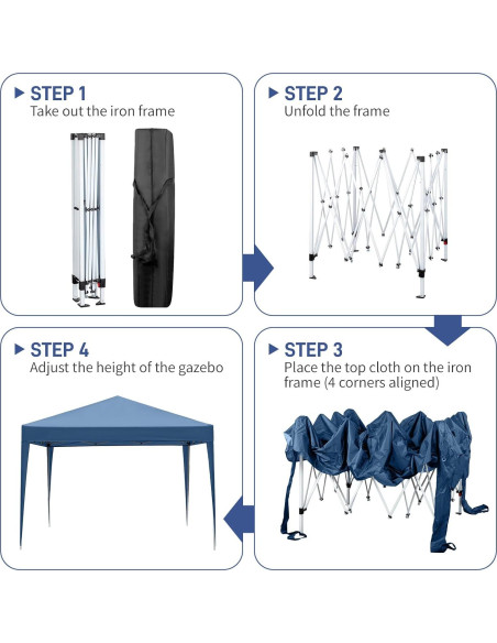 Carpa de Dosel Plegable ANTSKU 3.05x3.05m Azul Impermeable