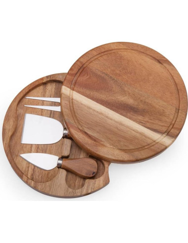 Tabla de Queso Redonda Deslizante ILEAF 19 cm Madera Acacia