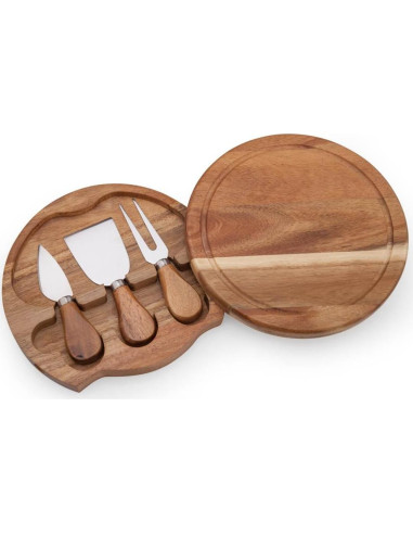 Tabla de Queso Redonda Deslizante ILEAF 19 cm Madera Acacia