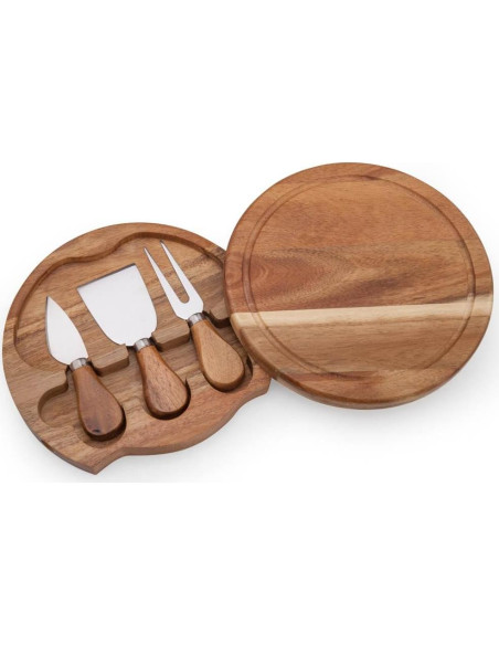 Tabla de Queso Redonda Deslizante ILEAF 19 cm Madera Acacia