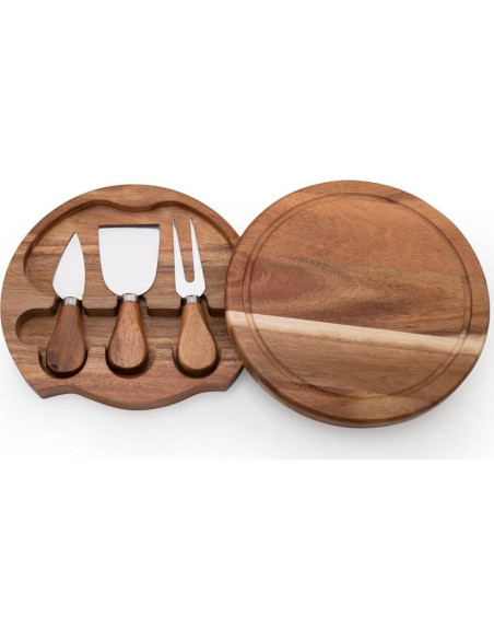 Tabla de Queso Redonda Deslizante ILEAF 19 cm Madera Acacia