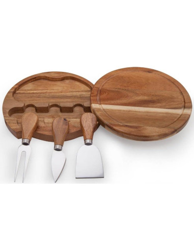 Tabla de Queso Redonda Deslizante ILEAF 19 cm Madera Acacia