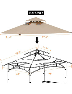 Canopy Reemplazo ONTHEWAY para Gazebo L-GZ238PST-11 Caqui 2