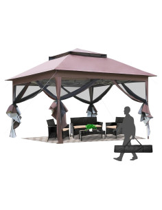 Gazebo Plegable 3x3m PayLessHere con Mosquitera y Tejados Dobles