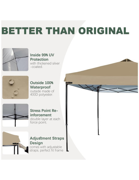 Cubierta de Reemplazo Canopy JANCANOPY 10x10 Caqui con Ventilación