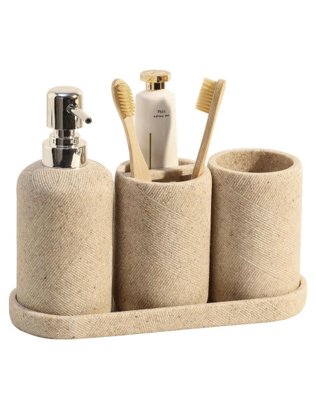 Juego de Accesorios de Baño Haocoott 4 Piezas Beige