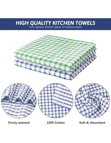 Trapos de Cocina Nialnant 8 Pcs 100% Algodón 28x28 cm