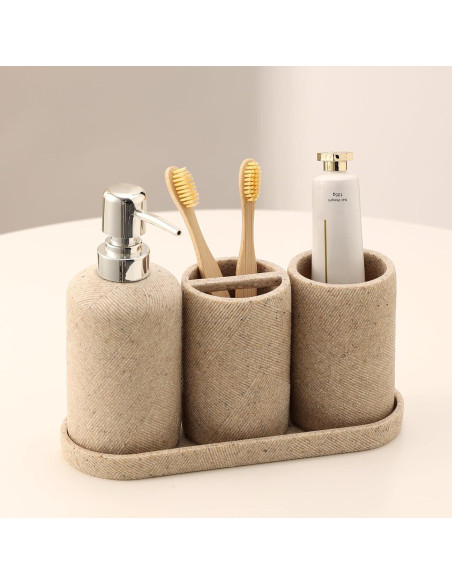 Juego de Accesorios de Baño Haocoott 4 Piezas Beige