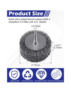 Rocaris Cepillo de Alambre para Taladro 75mm 2 Piezas 2
