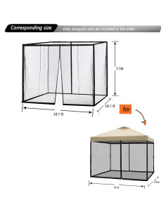 Mosquitero de Reemplazo SOOSPE-MZ para Gazebo 10x10 Negro 2