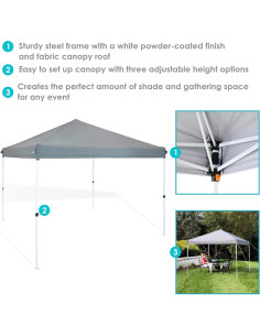Carpa Plegable Sunnydaze 3.66x3.66m Gris con Bolsa de Transporte 2