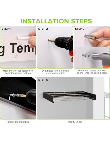 Soporte de Secado de Ropa Plegable JolyBay 80 cm Acero Inoxidable