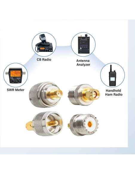 Adaptadores Coaxiales Anina 4pc SMA a PL259 UHF 50 Ohm