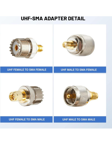 Adaptadores Coaxiales Anina 4pc SMA a PL259 UHF 50 Ohm