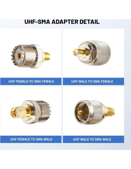 Adaptadores Coaxiales Anina 4pc SMA a PL259 UHF 50 Ohm