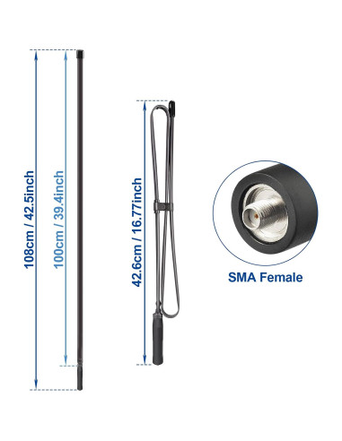 Antena Táctica Bingfu 108 cm VHF UHF 136-520MHz SMA Femenina