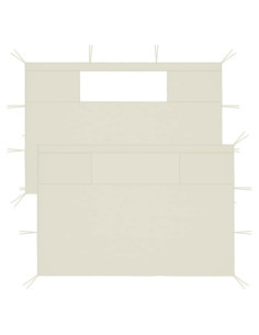 Pared Lateral para Gazebo Keketa 2 Pcs Crema con Ventanas