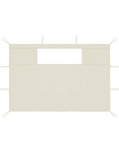 Pared Lateral para Gazebo Keketa 2 Pcs Crema con Ventanas 2