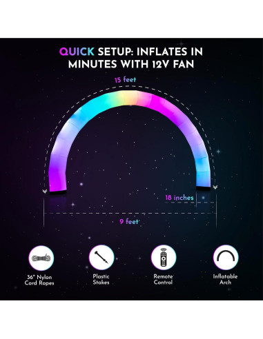 Arco Inflable Cambiante de Color Plenty Concepts 2.74m x 4.57m