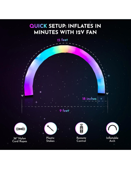 Arco Inflable Cambiante de Color Plenty Concepts 2.74m x 4.57m