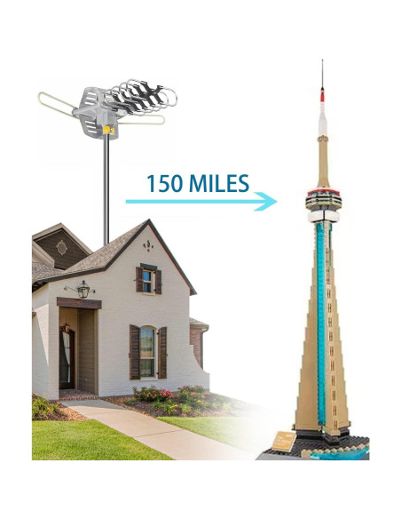Antena de TV Digital Amplificada Yeceny 150 Millas 4K Rotativa