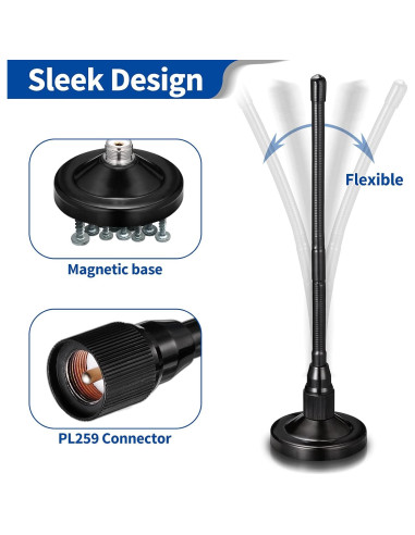 Antena de Radio CB Bingfu 27MHz Base Magnética 3m RG58