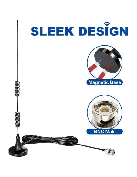 Antena de Escáner Bingfu BNC Magnética 20-1300MHz 3m