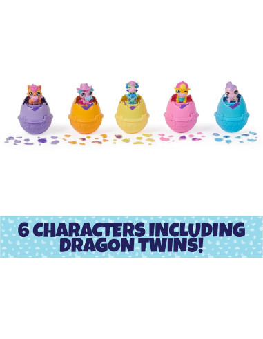 Hatchimals Alive Spin Master Cartón Rosa y Amarillo con 6 Figuras