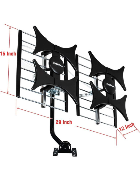 Antena Amplificada HDTV Multidireccional Five Star - 321.87 km, UHF/VHF, Interior/Exterior