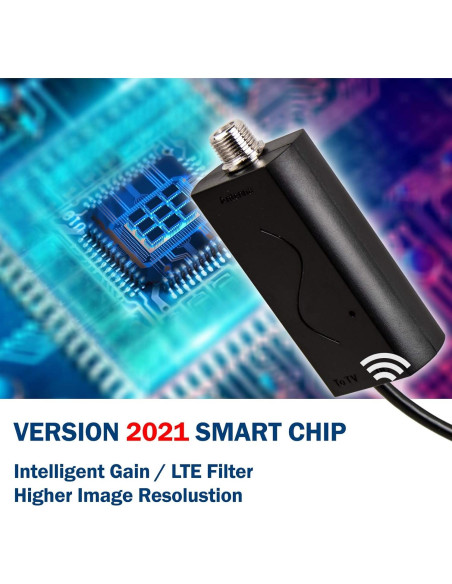 Antena Amplificada HDTV Multidireccional Five Star - 321.87 km, UHF/VHF, Interior/Exterior