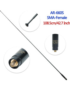 Antena Telescópica ABBREE AR-660S SMA Femenina 144/430MHz 2