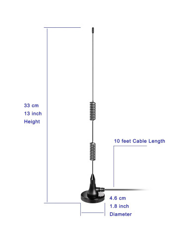 Antena de Banda Dual VHF UHF Bingfu SMA Macho 3m
