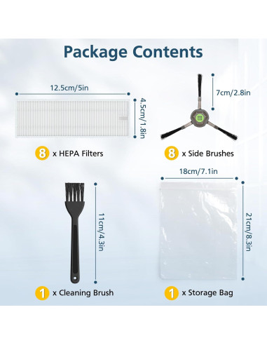 16 Piezas de Reemplazo Filtros y Cepillos OKP Lefant