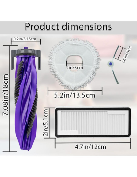 Accesorios para Aspiradora Robot Narwal Freo X Ultra - 1 Cepillo Principal, 4 Laterales, 2 Filtros HEPA, 4 Bolsas, 4 Paños
